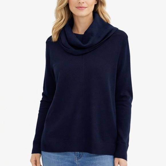 Max Studio Sweaters - Max Studio NWT Navy Blue 100% Extrafine Merino Wool Cowl Neck Sweater Size M